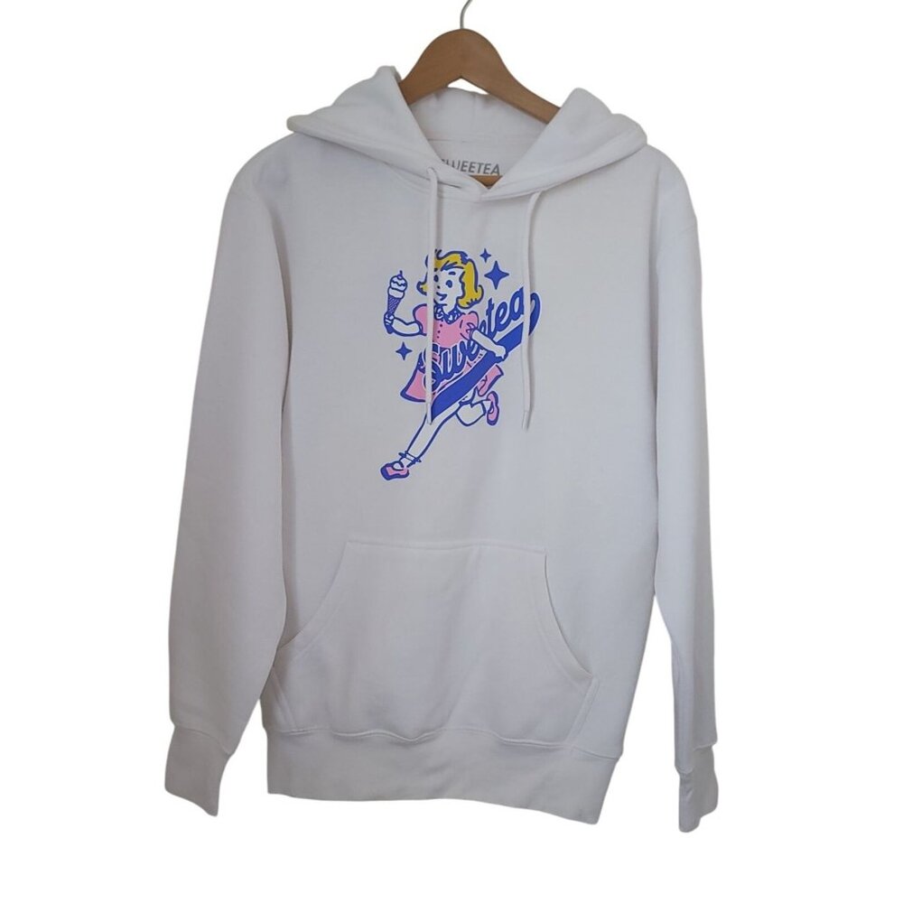 Sweetea Try Something Sweet Graphic White Hoodie Pullover Unisex Sz S - Picture 2 of 6